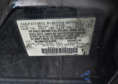 2012 Nissan Sentra 2.0 Sr из США, поврежденный, VIN 3N1AB6AP4CL610295